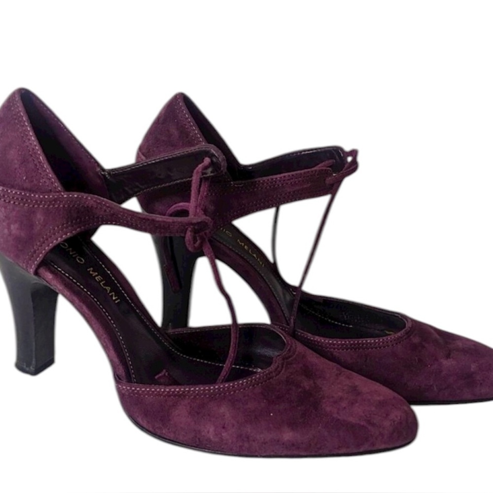 ANTONIO MELANI Purple Suede Heels w/ ankle ties